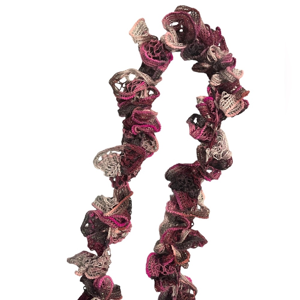 Purple multicolored Handmade Ruffle Crochet Scarf